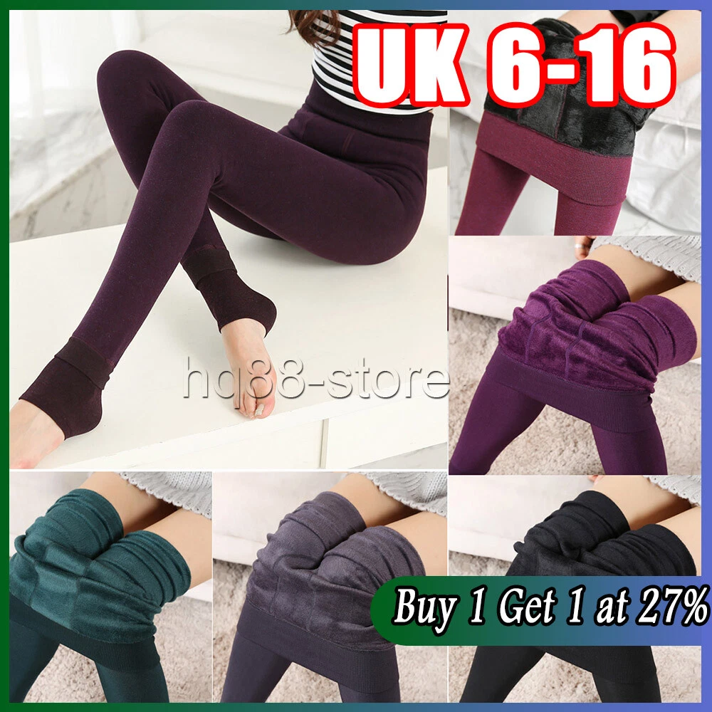 NEW WOMEN LADIES THICK WARM WINTER THERMAL FLEECE LINING LEGGINGS UK SIZE  6-16