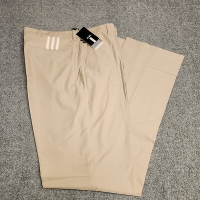 Adidas Climalite Pants Mens 36x38 Khaki 3 Stripe Lightweight Performance Stretch