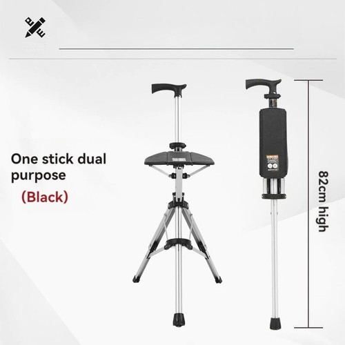 Cane Stool with Stool Crutch Folding Portable Seat Chair Cane Cane Walking Stick - Picture 7 of 26