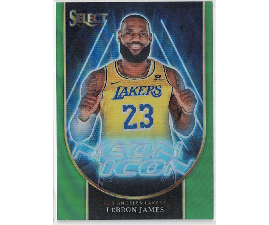 2023-24 Panini Select Green Neon Icon / #12 Lebron James - LA Lakers