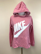 Nike Girls XL Pink White Big Logo Hoodie Sweatshirt Hi Low Hem