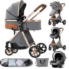 Hot 3 in 1 Baby Stroller with Hand-held baskets and Gifts for 0-36 months Grey