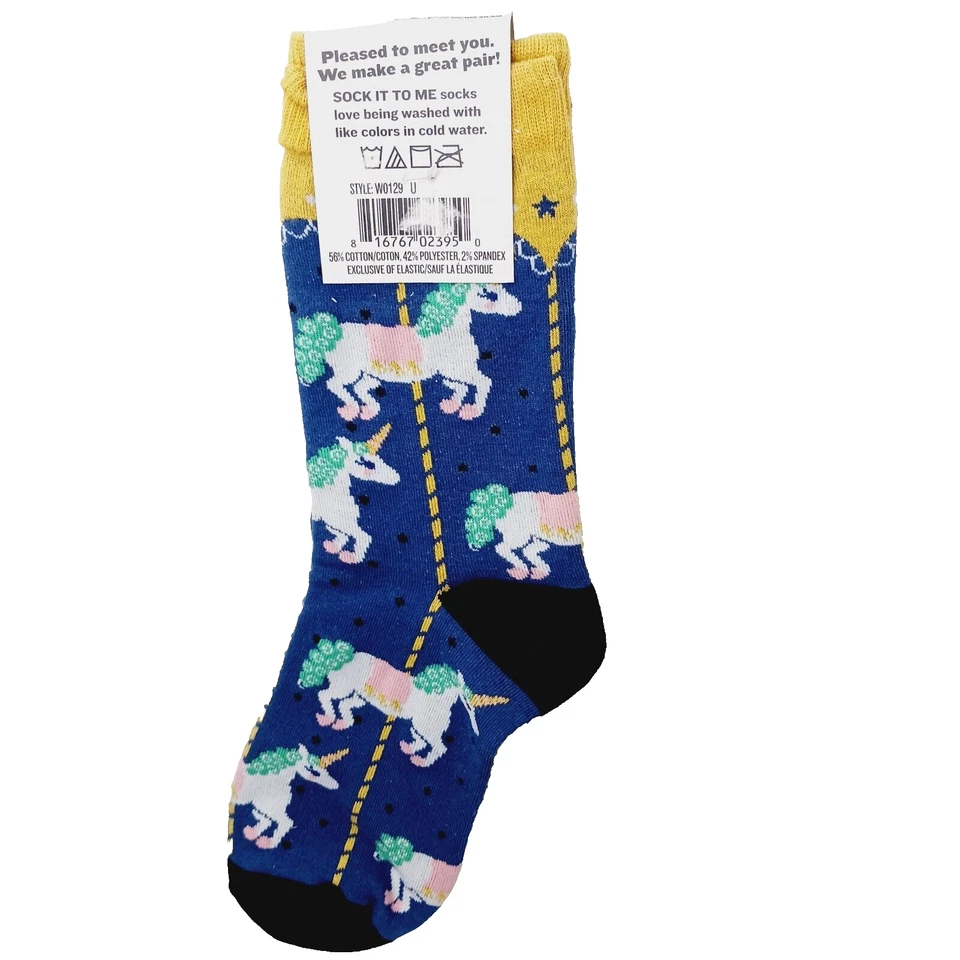 Sock It To Me Crew Women Boy Unicorn Carousel Horse Merry Go Round Horn NWT NEW - Image 2 of 4