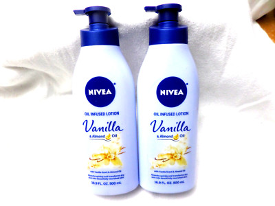 2 NIVEA Oil Infused 16.9 fl. oz. Vanilla & Almond Oil Body Lotions Pump Bottle