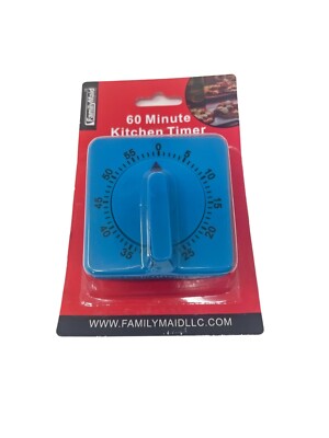 Kitchen Cooking Timer 60-Minute Analog Mechanical Alarm Long Ring Bell Blue Red