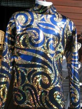 Western show shirt, blue, pleasure, rodeo, leadline , Girls xs only