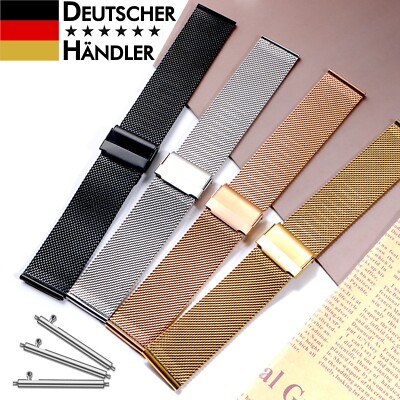 Uhrenarmband Milanaise 12 14 16 18 20 22 24 mm Mesh Edelstahl Universell Uhr