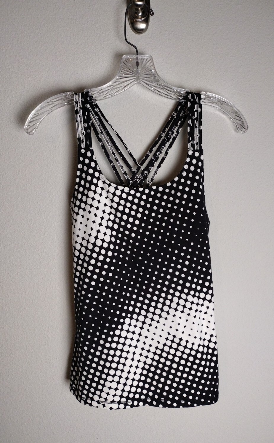 Calvin Klein Performance Quick Dry Black White Polka Dot Racerback Top Small NWT