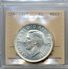 1938 Canada Silver Dollar - Choice Uncirculated, ICCS MS 63