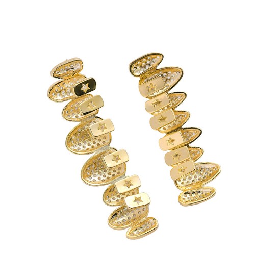 14K Gold Plated CZ Teeth Grillz Hip Hop Top Bottom Mouth Silver Grill Set Custom - Picture 93 of 128