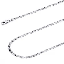 Wellingsale 14k White Gold Solid 2.5mm Valentino Star Chain Necklace