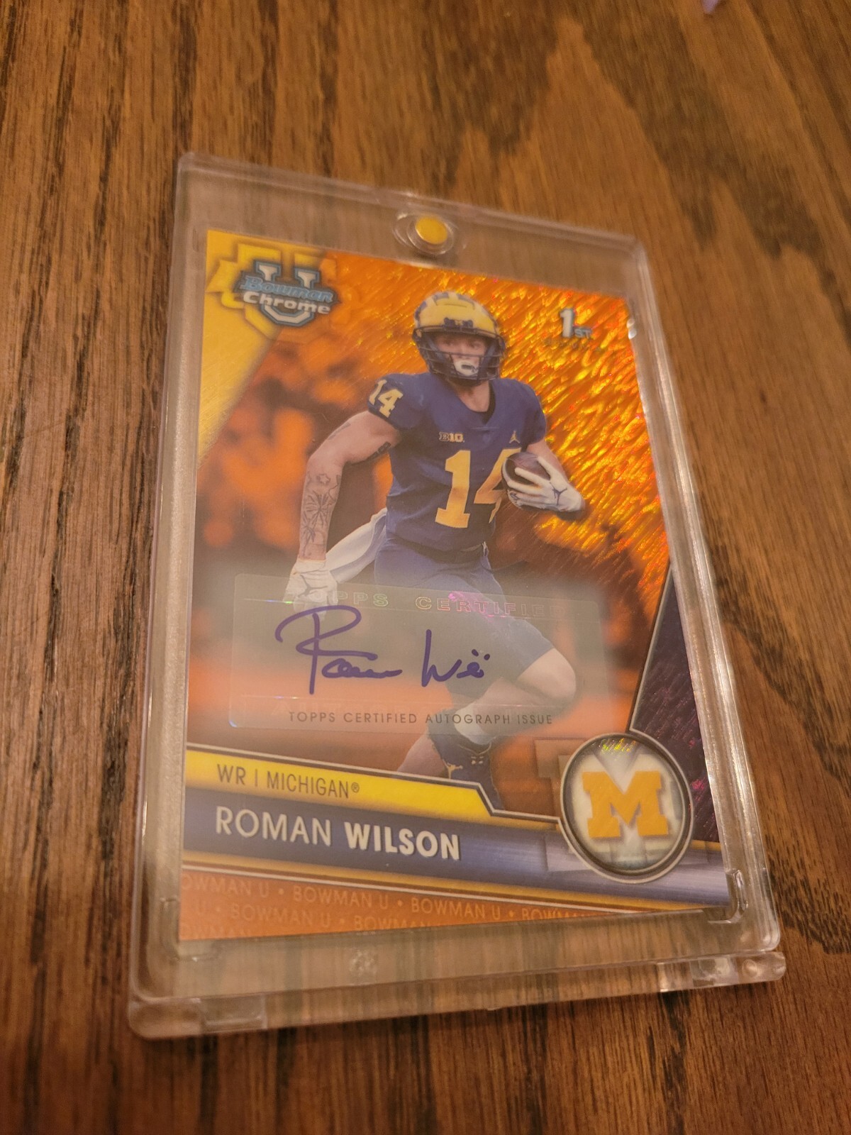Roman Wilson 2023 Bowman Chrome U Orange Shimmer 1st AUTO /25 Wolverines