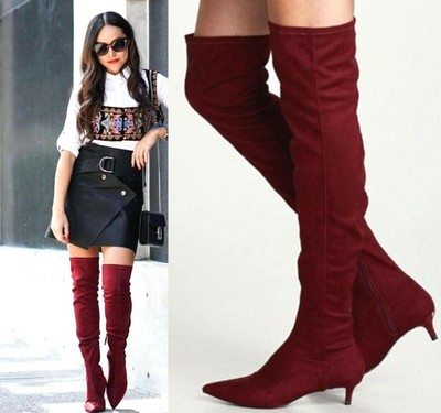 burgundy kitten heel boots