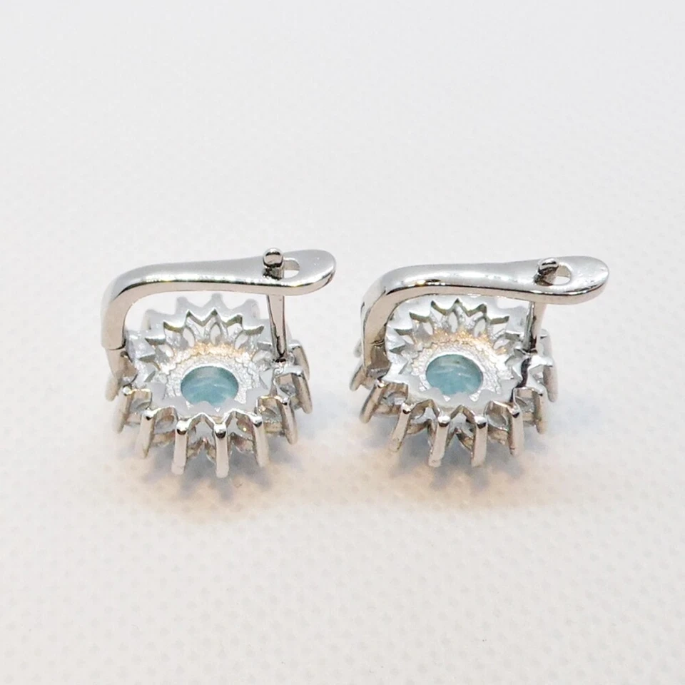 Aquamarin Weißtopas Ohrstecker Ohrringe 925 Sterlingsilber 16 x 16 mm - Bild 3 von 4