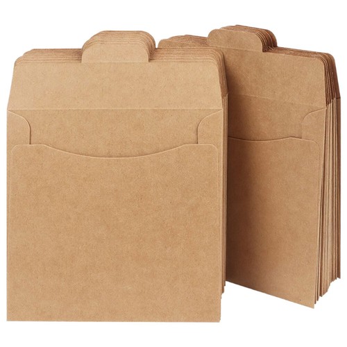 100pcs Cd Sleeves Paper Envelopes Brown Dvd Paper Cardboard Envelopes Cd - Afbeelding 5 van 12