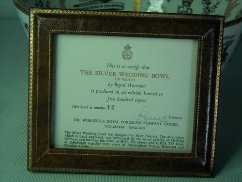 Royal Worcester SILVER WEDDING BOWL + COA 25th Anniversary QEII Duke of Edinburg - Picture 11 of 12