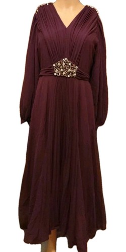 Women's Size M Plum Dress With Jewel Embellishments on Shoulders & Waist PRETTY - Picture 1 of 4