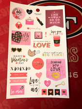 The Paper Studio Valentine's Day Love Sticker Sheet Pink Black Gold Red