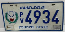 2003 Pohnpei State Kaselehlie Vehicle License Plate PV4934
