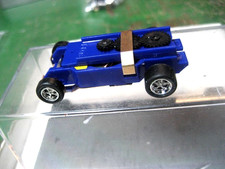 ORIGINAL NEW T-DASH T-JET STYLE Blue CHASSIS WITH CHROME WHEELS, Plastic Gears