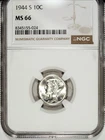 1944 S NGC MS 66 Mercury Silver Dime ☆☆ Great For Sets ☆☆ 024