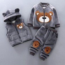 Outerwear Gift Boys Girls Clothing 2 Pc 3 Pc Set Tricken Hooded Tops Pants Warm