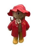Vtg Paddington Bear Red Rain Coat Yellow Boots Plush London England 1975 Tag