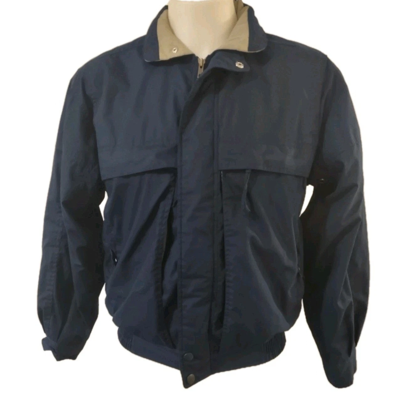 Vintage California Outerwear Mens Size M Windbreaker Jacket Full Zip Hooded Blue