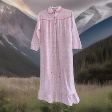 Vintage Granny Floral Flannel Nightgown 20th Century Wear Inc 100 Cotton Sz Med