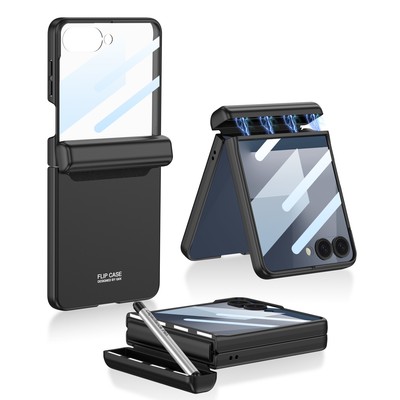 Magnetic Hinge Protection Case fr Samsung Galaxy Z Flip7 6 w/ Pen Holder +Stylus