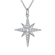 925 Sterling Silver Necklace for Women w/ Cubic Zirconia Star, Snowflake, Tea...