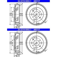 2X ATE 185,0Mm Bremstrommeln Hinten Passend FÜR Fiat Cinquecento Seicento