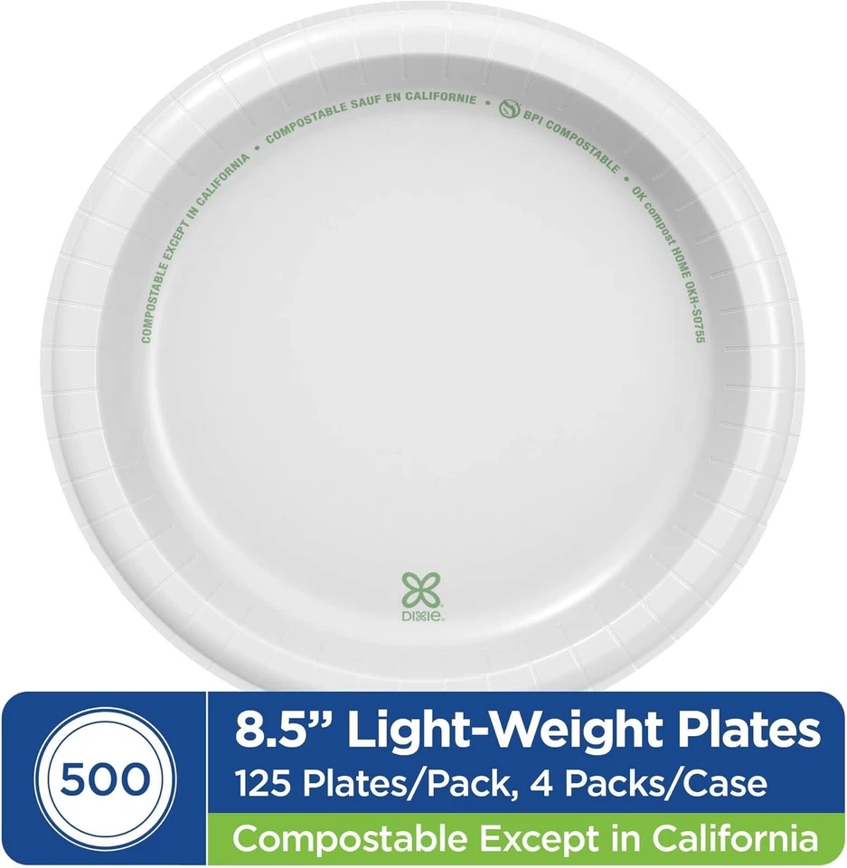Dixie Basic 8.5" Disposable Paper Plates, White, 500 Count - Image 4 of 4
