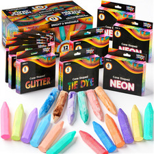 JOYIN 72 St&uuml;ck Set Mit Abwaschbaren Stra&szlig;enkreiden in 12 Packungen, 18 Farben, D