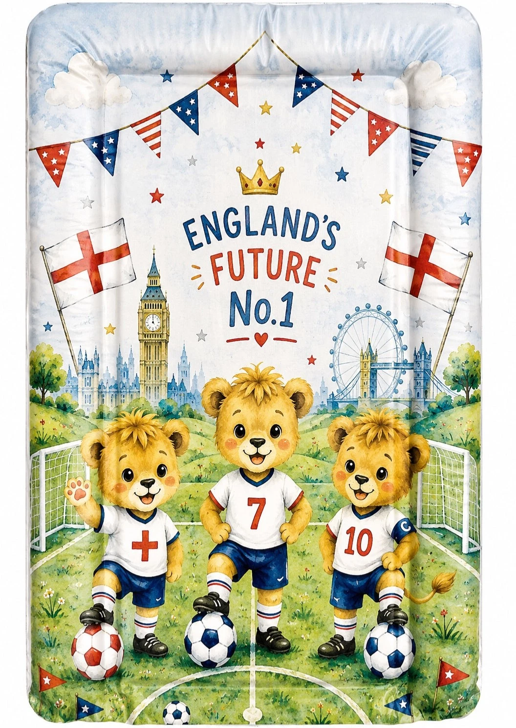 Baby Changing Mat nursery England World Cup football themed