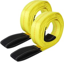 Durable 2 Pack 10ft Lifting Straps - Heavy Duty 12,400 lbs Capacity for Recovery