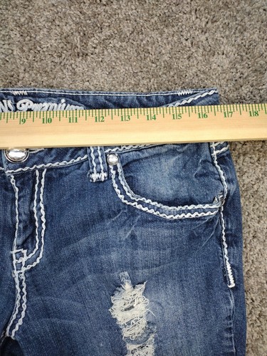 Vintage Women's ZCO Jeans Low Rise Boot Cut Stretch Size 13 Thick Stitch Bling - Picture 8 of 17