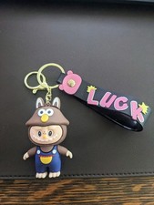 Monster Keychain / Bag Charm - Unbranded Labubu In Blue Overalls - New