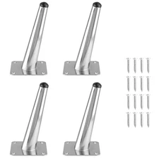 4pcs 6 Inch Furniture Legs, Oblique Conical Metal Legs Chrome Mid-Century Sty...