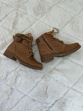 Girls Brown Ankle Boots  Faux Fur Lined  Zip  Lace  Fall Winter Shoes