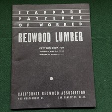 Vintage Catalog Standard Patterns Of Worked Redwood Lumber Adopted May 24, 1938