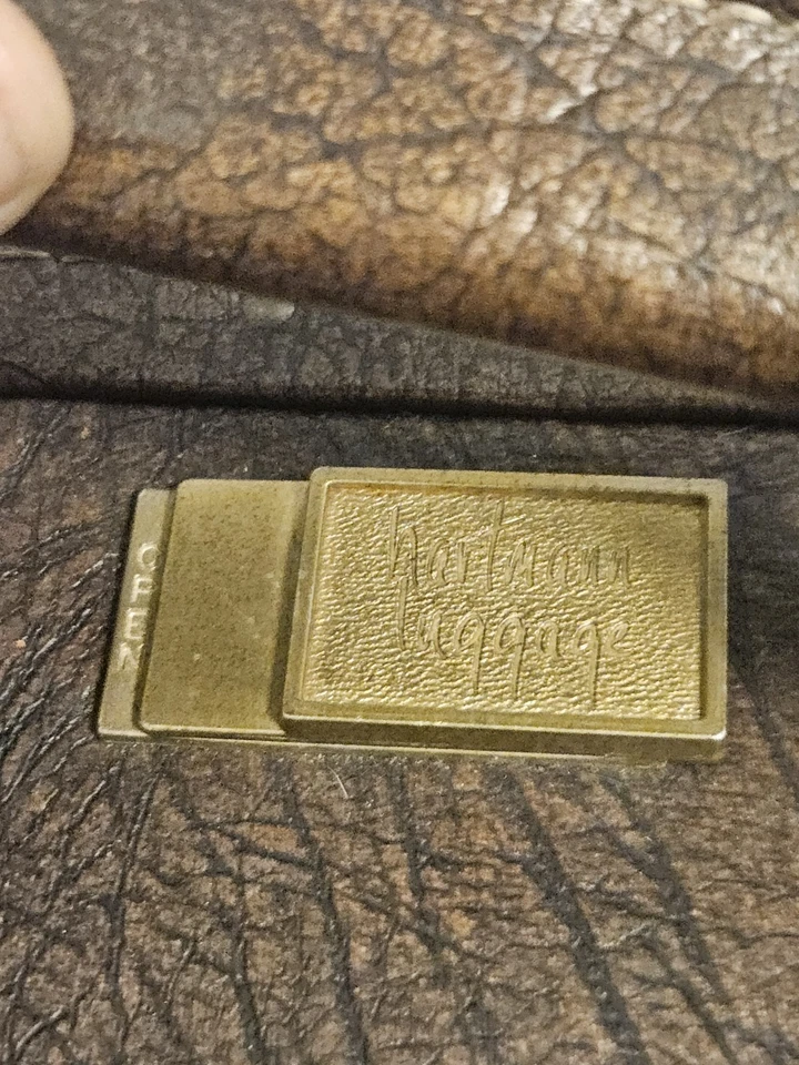 Maleta de cuero marrón con cinturón doble Hartmann años 60 vintage 26x20x8 pulgadas Foto 2 de 4