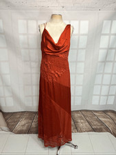ASOS Design NWT Rust Lace Sleeveless Cowl Neck Satin Maxi Dress Size 8