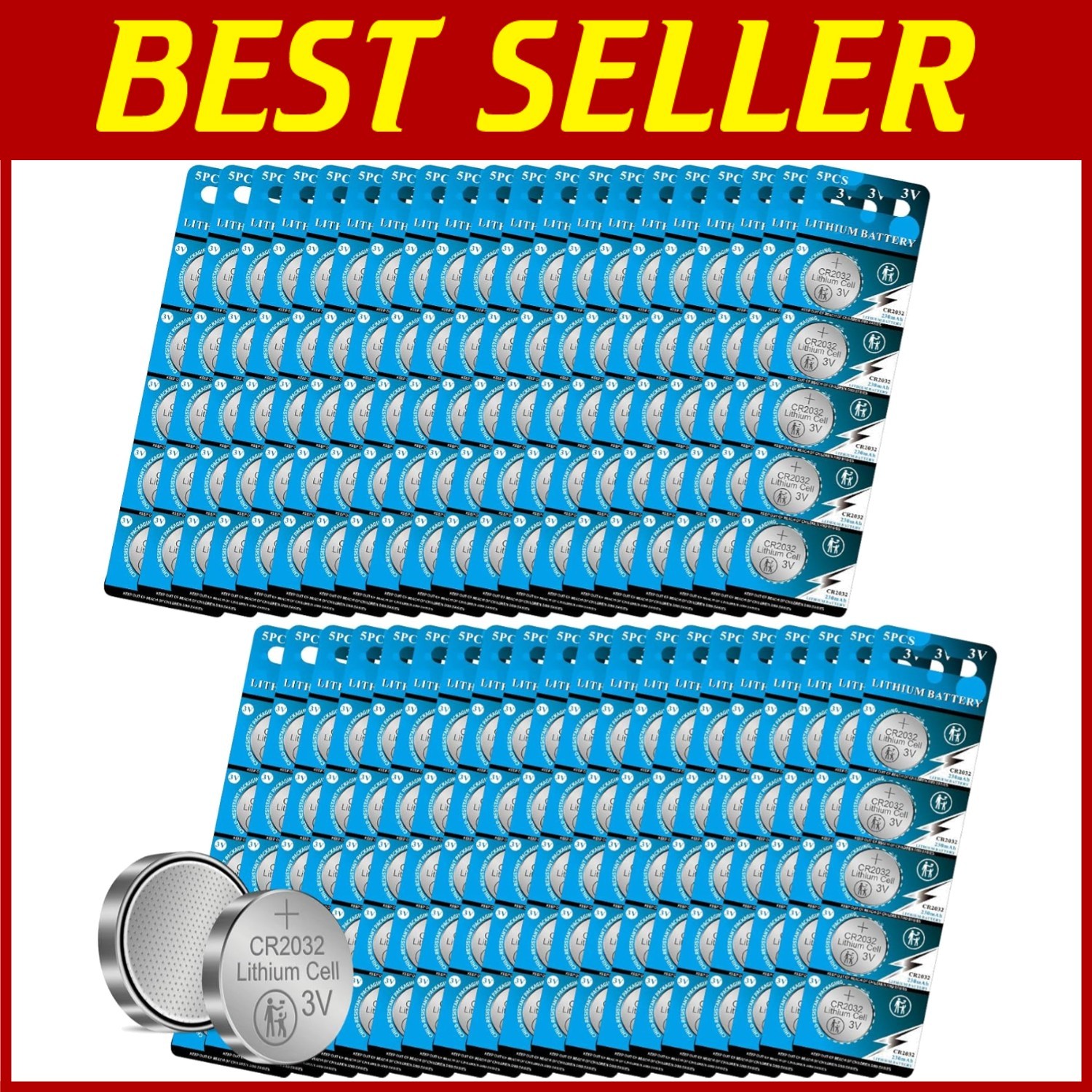 High Performance 3V Button Cell Battery 200 Pack