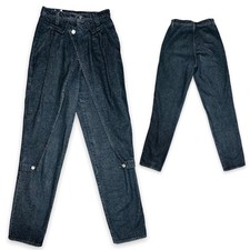 Vintage Panhandle Slim 80s Womens Western Rodeo Chaps Black Denim Jeans 7/8 26"