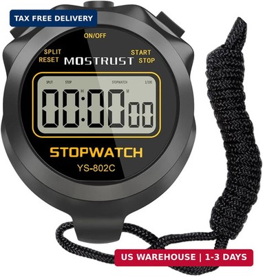 Digital Simple Stopwatch, 1/30 Lap Basic Stopwatch, No Bells, No Clock, No Alarm