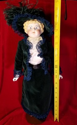 1870s-90s Blonde German China 20'' Doll Blue Eye Porcelain 19th Century Victorian