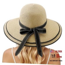 Beach Hats for Women, Wide Brim Sun Straw Hat for Women, Sun Hat UPF Beige Hat