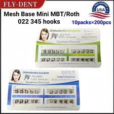 10packs Dental Orthodontic Metal Brackets Mesh Base Mini Roth/MBT 022 345 Hooks