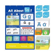 Alphabet Learning Pocket Chart, Circle Time Learning Center Alphabet Flash Ca...